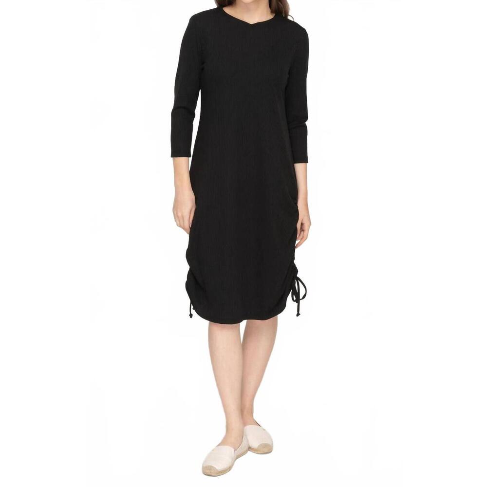 NEW KMW rib ruched dress in black